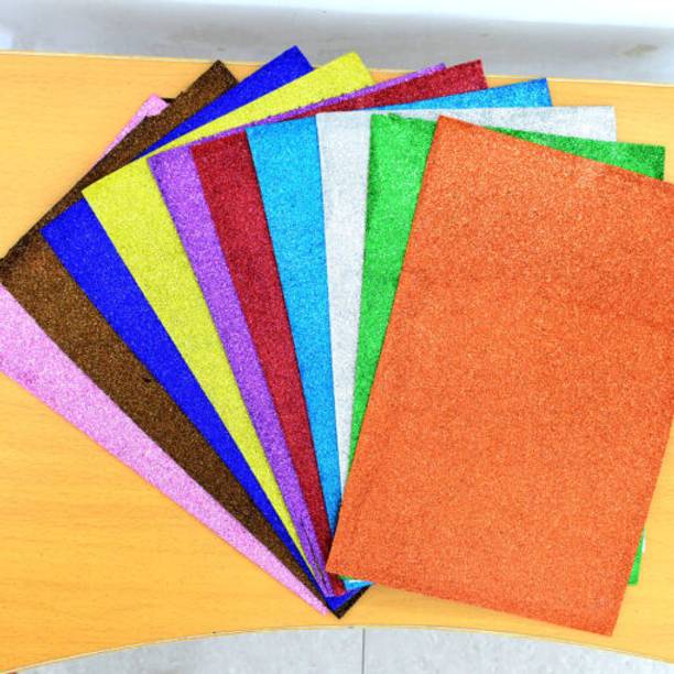 Toysolmanish 10 Piece Multicolor Glitter Foam Sheet Set for Art & Craft Projects Felt Sheet