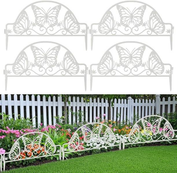 ELEPHANTBOAT Garden Fence Butterfly Design Panels PVC Outdoor Decor 0.3 m Fence Picket