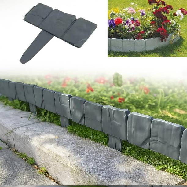 Hukimoyo 4pcs Fence for Garden grey Garden Fence Boundary Plastic Outdoor Garden Fence 0.02 m Fence Picket