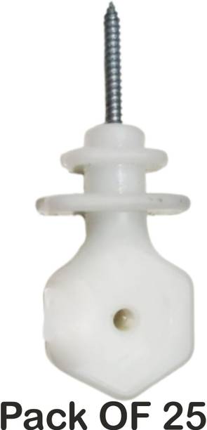 SILONIX Screw Fencing Insulator “3 Inch"| For Farm ,Garden (White) (Pack Of 25) Plastic Fence Post