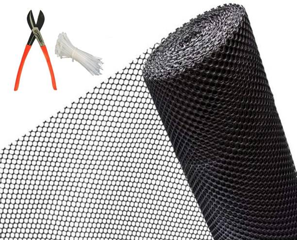 Singhal Black Tree Guard Net 4ft x 5ft with 1 Cutter & 50 PVC Tags Plastic Fence Post Plastic Fence Post