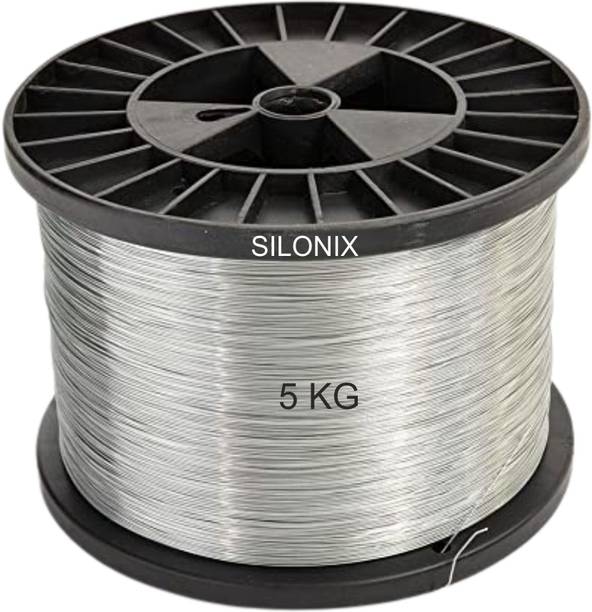 SILONIX Fencing Wire 500 Meter (5Kg,/ Boundary Wire 1.5 MM (Silver) Steel Fence Post