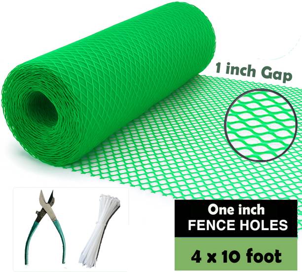 Anjani nandan Fencing Net Mesh Anti Bird Net with 1 Cutter & PVC Tags are Free||4 x 10 foot Polypropylene Fence Post