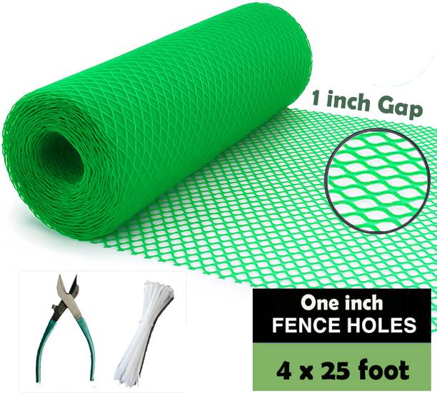 Anjani nandan Fencing Net Mesh Anti Bird Net with 1 Cutter & PVC Tags are Free||4 x 25 foot Polypropylene Fence Post