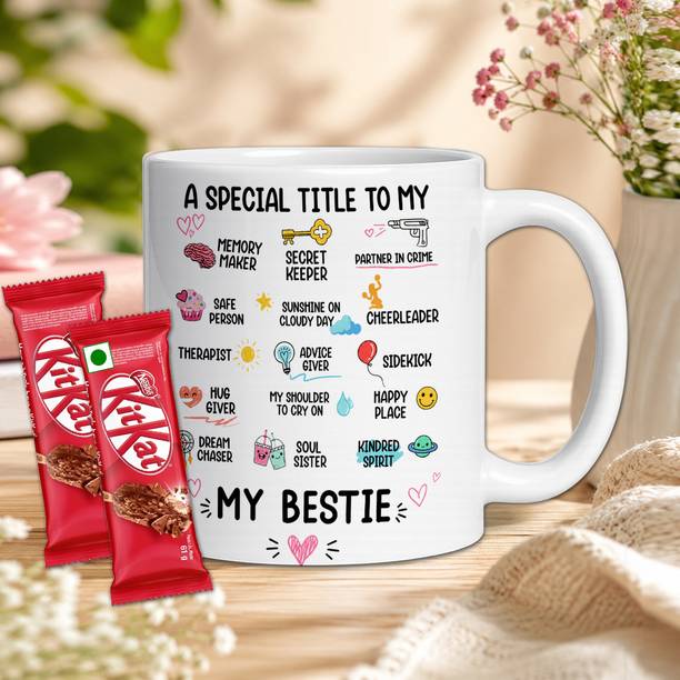 Midiron Best Friend Celebration Combo - Best Mug and Chocolate Wafer Treat Pack Assorted Gift Box