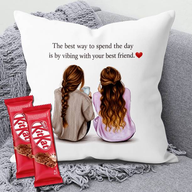 Midiron Beautiful Gift for Friend - Decorative Cushion and Wafer Chocolates Assorted Gift Box