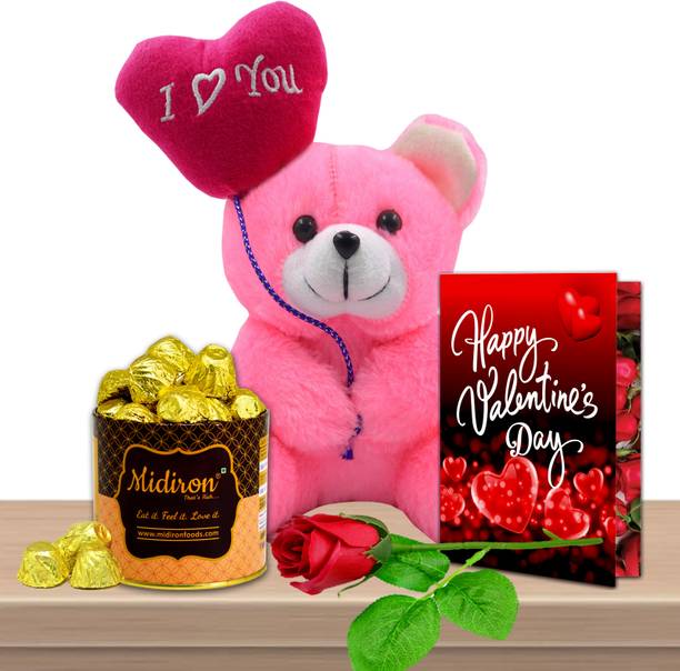 Midiron Soft Pink Teddy | Chocolate Gift Hamper | Valentine's Day Gift Hamper | IZ-08 Paper Gift Box