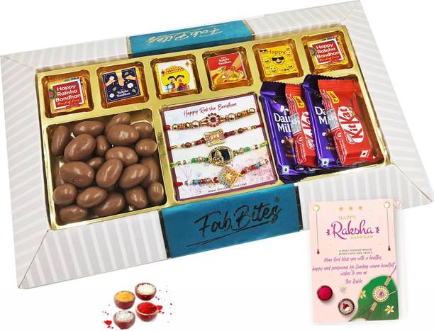 FabBites Rakhi with Chocolates for Brother and Sister-in-Law | 4 Rakhi Set | Assorted Gift Box