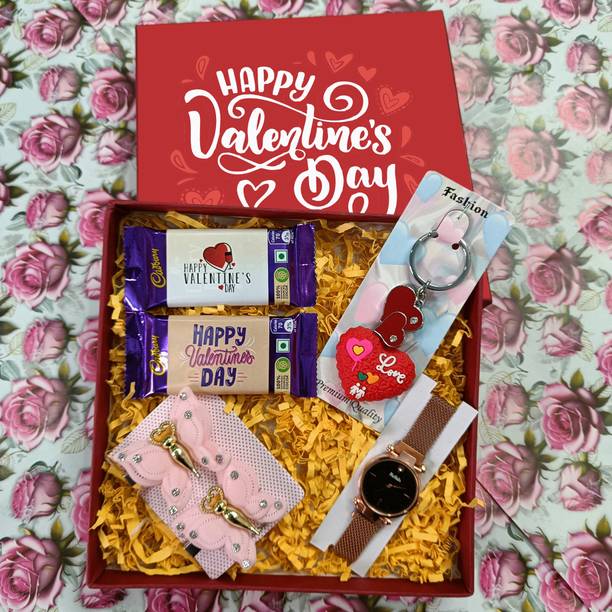 Chocoloony Happy Valentine Chocolate Watch Keychain DairyMilk HairClip Gift Girlfriend Wife Paper Gift Box