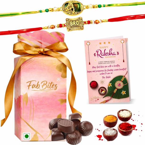 FabBites Single Kids Rakhi with 12 Chocolate Gift Box for Little Brother Bhai Paper Gift Box
