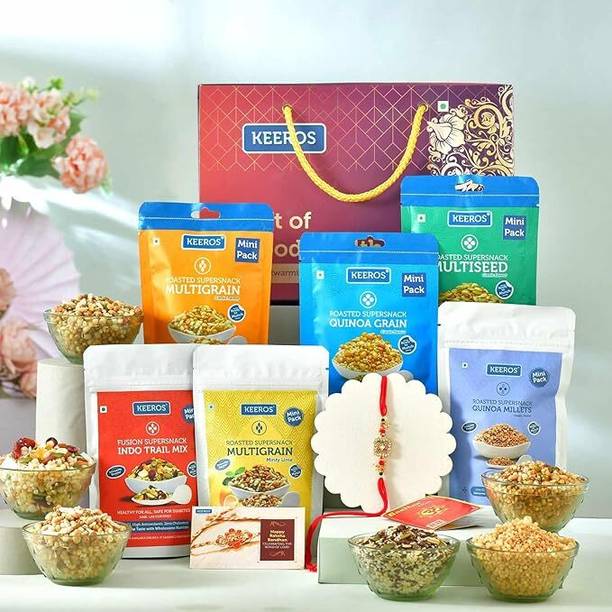 Keeros Healthy Rakhi Gift Hamper for Brother with Rakhi & Tikka Pack| Assorted Gift Box