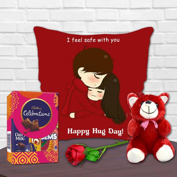 Midiron Hug Day Special Combo For Him/Her/wife with Cushion & Soft Teddy Fiber Gift Box