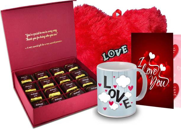 Midiron Surprise Gift for Love, Chocolate Box, Red Heart, Love Quoted Coffee Mug,Greeting Card for Valentine DayIZ20GB17HeartBigRCDMU-DTLove-63 Ceramic, Paper Gift Box