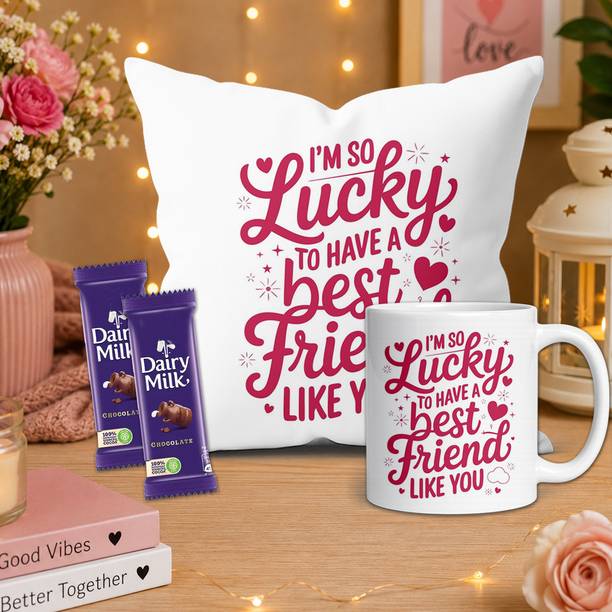 Midiron Best Friend Treat Pack - Cushion Mug and Chocolate Bar Delight Combo Assorted Gift Box