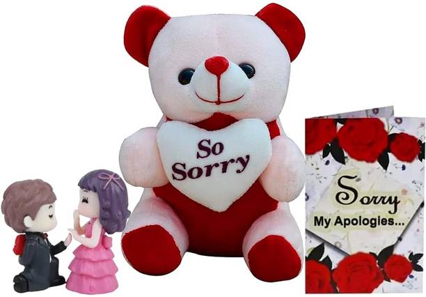 Natali Traders Sorry Gift for Girlfriend | Sorry Teddy Bear-Greeting Card-Love Couple Showpiece Assorted Gift Box