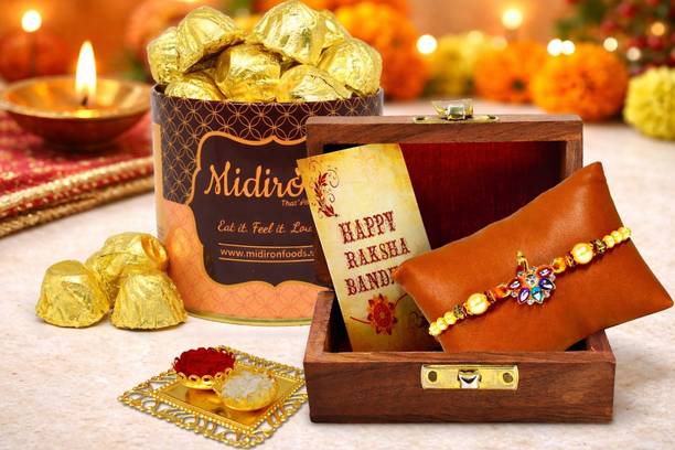 Midiron Rakshabandhan Chocolate Gift for Brother / Bhaiya |Rakhi With Sweets-IZ2042-1 Plastic, Paper, Wooden Gift Box