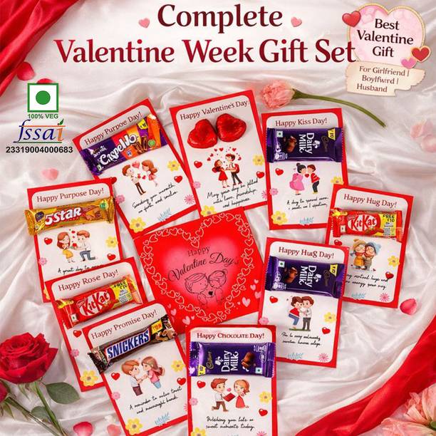 Chocoloony Valentine Week Special Gift | 7 Days Love Cards with Chocolates for Him & Her Paper Gift Box