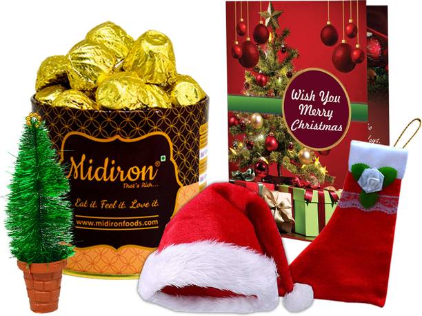 Midiron Christmas Gift Box with Chocolate Box, Card, Santa cap & Stocking Paper Gift Box