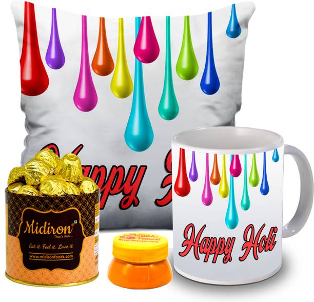 Midiron Happy Holi Gift Chocolate Combo | Holi Multi Gift Hamper | Holi Hamper Fiber Gift Box