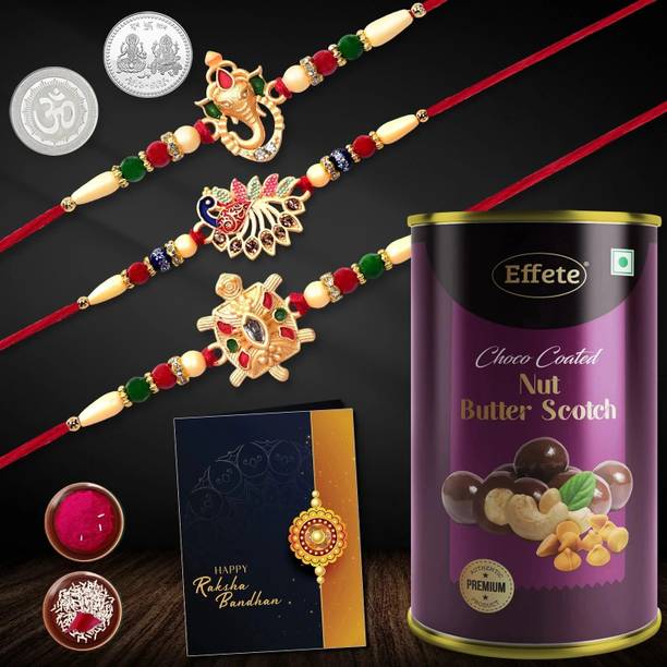 Effete Rakhi gift for brother with chocolate Butterscotch(96gm)|Y22K3_251+252+253_BS Assorted Gift Box