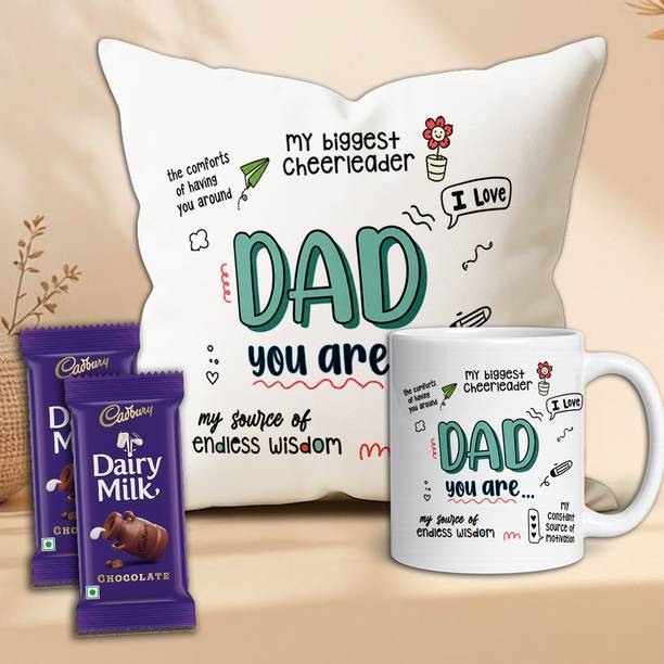 Midiron Special Appreciation Gift for Father – Chocolate, Coffee Mug & Cushion for Papa Assorted Gift Box