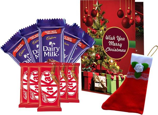 Midiron Christmas Gift Box With Chocolates, Greeting Card & Stocking Paper Gift Box