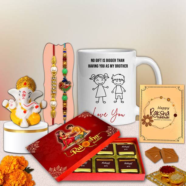 Midiron Antique Festive Combo Pack – Delicious Chocolate/ Rakhi Card Set for Bhaiya Assorted Gift Box