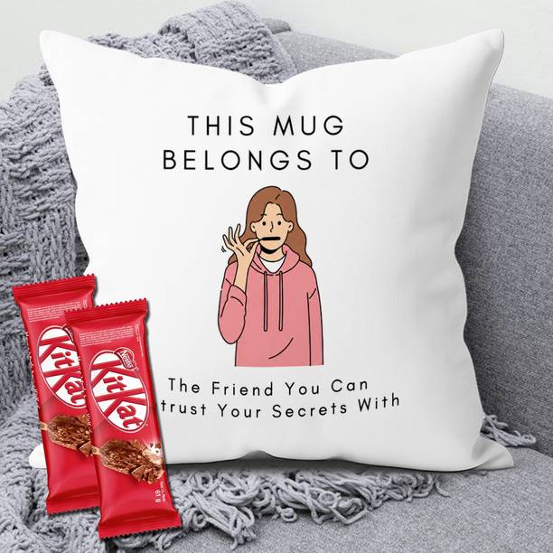 Midiron Friendship Day Sharing Gift - Unique Cushion and Chocolate Wafer Surprise Assorted Gift Box