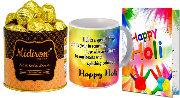Midiron Holi Combo Gift | Holi Chocolate Gift | Holi Gift Hamper with Handmade Delicious Ceramic Gift Box
