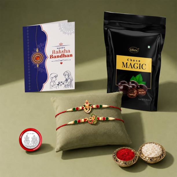 Effete Rakhi Gift Combo for Brother with Choco Magic(45gm)|Rakhi Set|Y22K2_251+B2_SP Assorted Gift Box