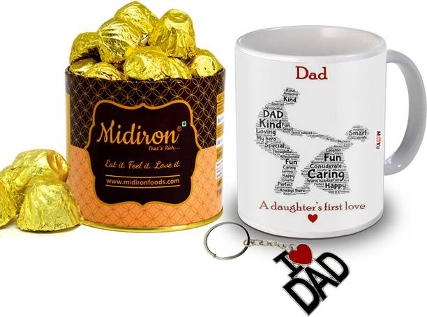 Midiron Printed Mug for Father's Day | Chocolate Gift Set with Keychain Ceramic Gift Box