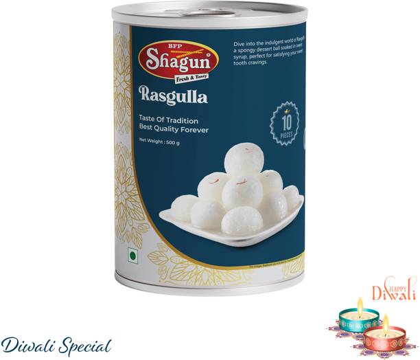 Bfp Shagun Rasgulla 500g Soft Juicy & Spongy Indian Sweet Diwali Sweets Gift Pack Tin