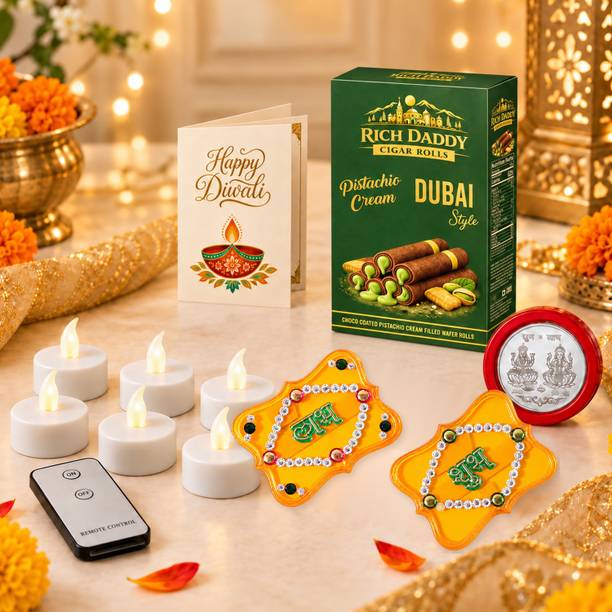 Effete Festival Gift Combo – LED Candles | Shubh Labh | Card | Chocolate | Coin Assorted Gift Box