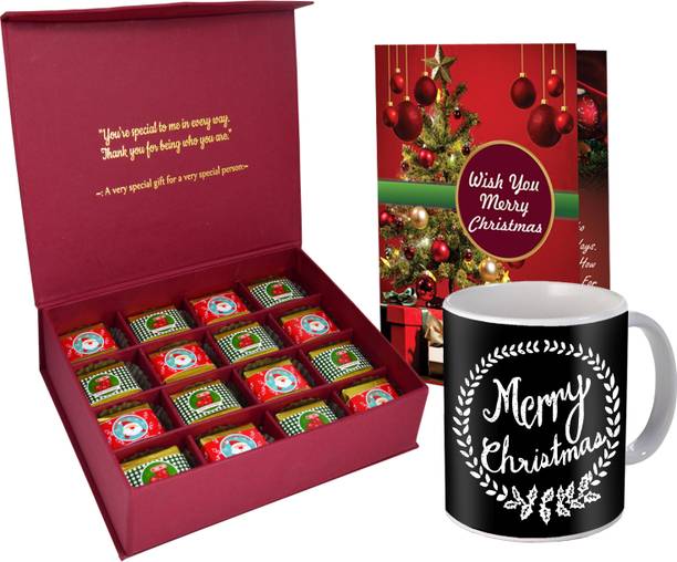 Midiron Handmade Chocolate Gift Hamper | Christmas Printed Coffee Mug - IZ23-09 Assorted Gift Box
