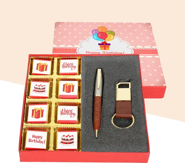 Chocoloony Happy Birthday Chocolate Gift Box For Boyfriend, Husband Brown Keychain & Pen Paper Gift Box