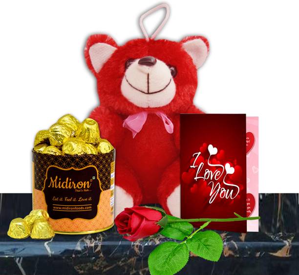 Midiron Soft Red Teddy | Chocolate Gift Hamper | Valentine's Day Gift Hamper | IZ-11 Paper Gift Box