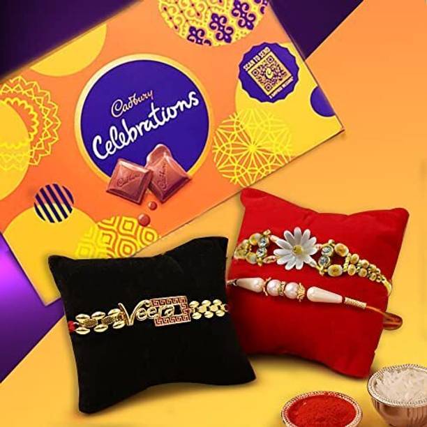 CraftVatika Rakhi Chocolate Gift Combo, Rakhi Set of 3 for Brother Boy Kids Men Plated Gift Box