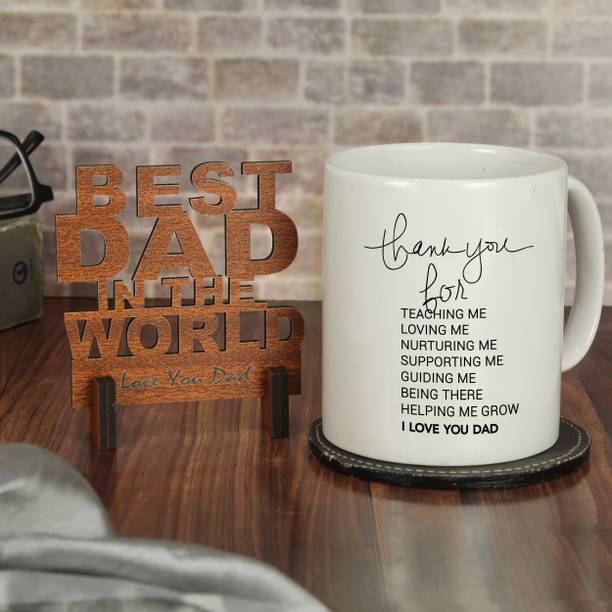 TIED RIBBONS Fathers Day Mug, Wooden Stand Showpiece Assorted Gift Box