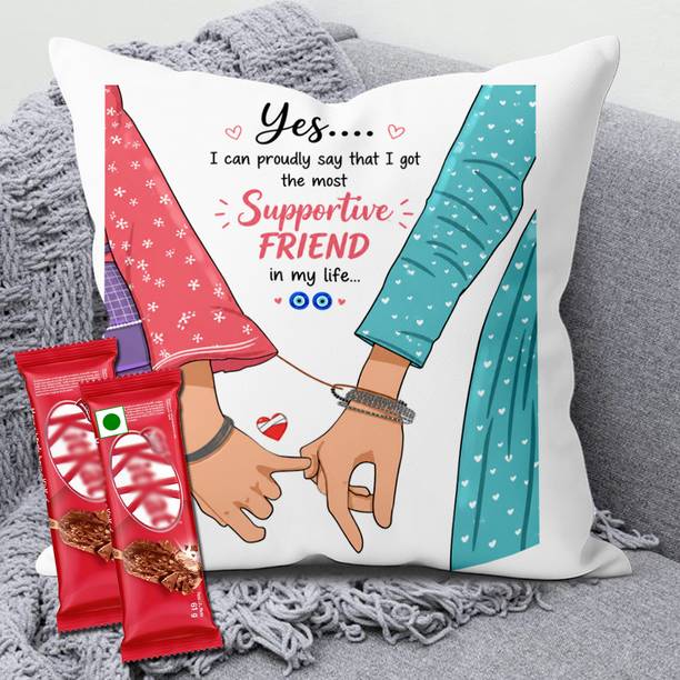 Midiron Friendship Special Gift - Printed Cushion with Crunchy Wafer Chocolates Assorted Gift Box