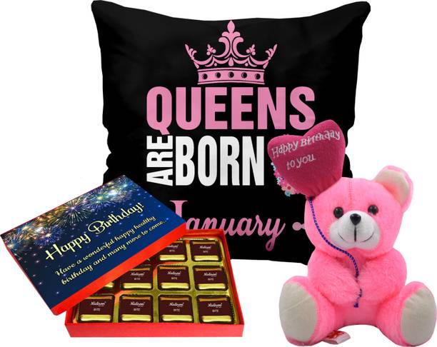 Midiron Birthday Cushion Gift | Birthday Hamper Gift For Wife/Husband/Fiancee/Girls Microfibre Gift Box