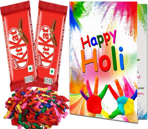 Midiron Holi Gift Combo For Girlfriend| Holi Greeting Card with Balloons-IZ24-24 Assorted Gift Box
