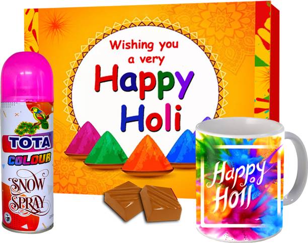 Midiron Holi Celebrations Chocolate Box|Holi Festival Items |Holi Spray Snow Ceramic Gift Box