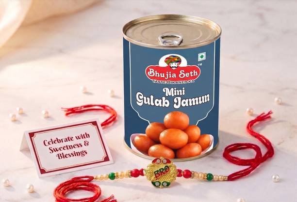 BHUJIYA SETH desingner bro rakhi set for brother & gulab jamun 1 kg with roli chawal pack Assorted Gift Box