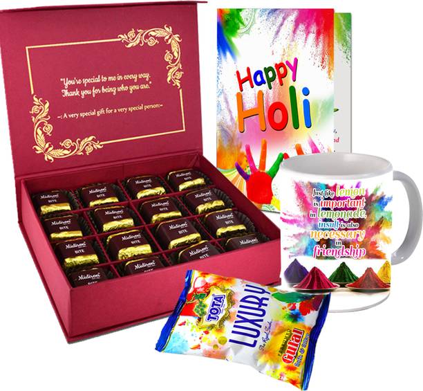 Midiron Holi Gift Hamper| Holi Chocolate Gifts|Holi Gifts|Gulal Colours Ceramic Gift Box
