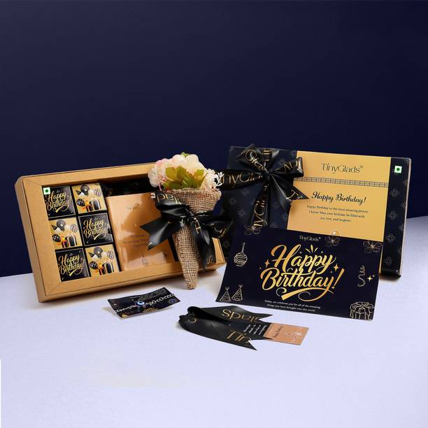 TinyGlads Birthday Gift Combo – Notebook, Pen, Bookmark, Bracelet, Wish Card, Bouquet Assorted Gift Box
