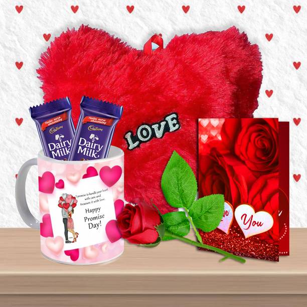 Midiron Happy Promise Day Romantic Printed Ceramic Coffee Mug with Rose Ceramic Gift Box