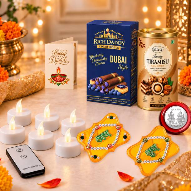 Effete Festival Gift Combo – LED Candles | Shubh Labh | Card | Chocolate | Coin Assorted Gift Box