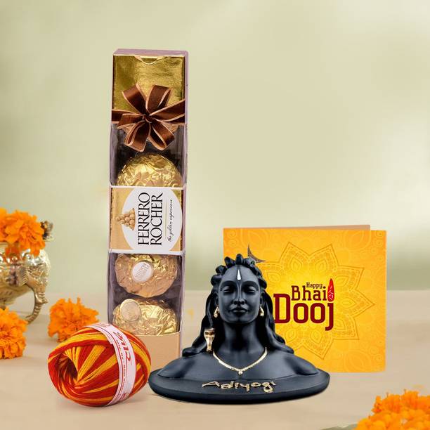 TIED RIBBONS Bhai Dooj Gift for Brother Adiyogi Shiva Idol with Chocolate Pack Assorted Gift Box