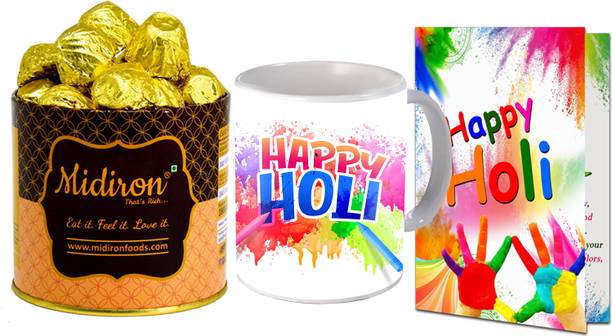 Midiron CHOCOLATE Holi Gift Hamper|Holi Gift box with Mug and Greeting Card) Ceramic Gift Box