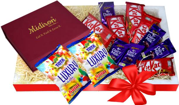 Midiron Holi Gift Hamper | Luxury Herbal Gulal with chocolates Paper, Plastic Gift Box